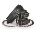 Kajdanki-Leather Collar With Handcuffs Easytoys