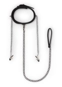 Wiązania-Leather Collar With Nipple Chains Easytoys