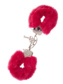 Kajdanki-METAL HANDCUFF WITH PLUSH RED Dream Toys