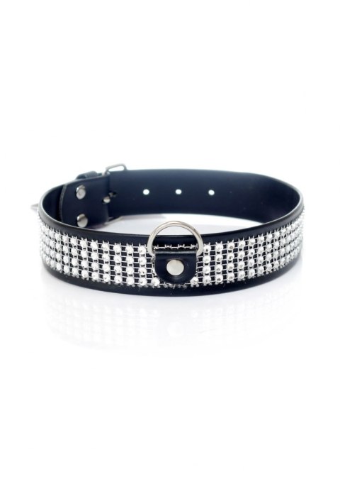 Fetish Boss Series Collar with crystals 3 cm silver Fetish Boss Series