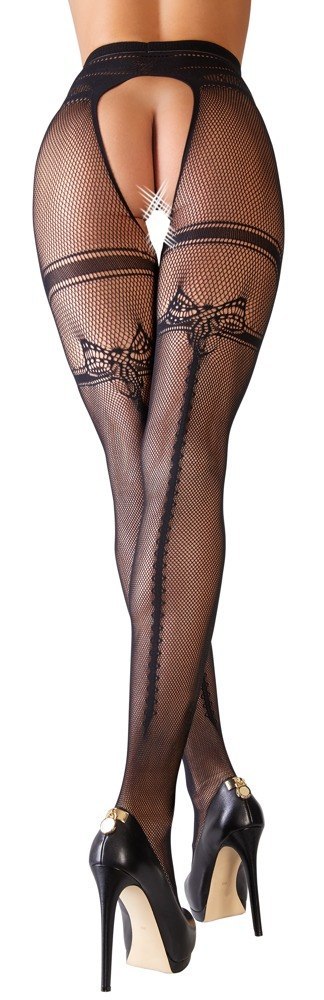 Rajstopy z otworem czarne L/XL Cottelli LEGWEAR