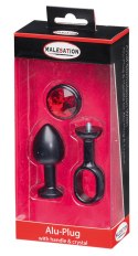 MALESATION Alu-Plug with handle & crystal small, black Malesation