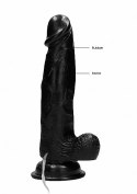 Vibrating Realistic Cock - 8" - With Scrotum - Black RealRock