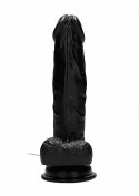 Vibrating Realistic Cock - 8" - With Scrotum - Black RealRock