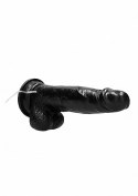 Vibrating Realistic Cock - 8" - With Scrotum - Black RealRock