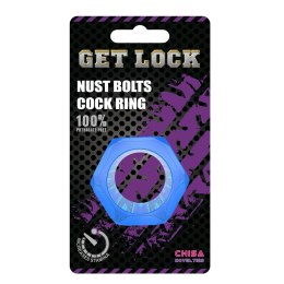 Pierścień erekcyjny ring Nust Bolts Cock Ring-Blue Get Lock