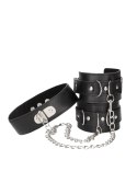 Bonded Leather Collar With Hand Cuffs Ouch!