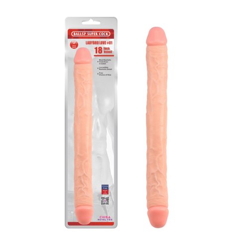 Proste podwójne dildo do sexu lesbijskiego 46 cm Ballsy Super Cock