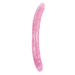 Różowe podwójne żylaste dildo sex lesbijski 46 cm HI-Rubber