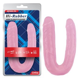 Wygięte różowe żylaste dildo sex lesbijski 22,5 cm HI-Rubber