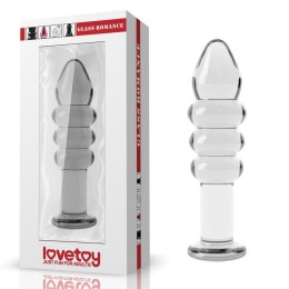 Biały szklany korek analny z 3 pierścieniami 14cm Lovetoy