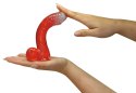 Dildo żelowe z przyssawką z jądrami czerwone 15 cm NMC