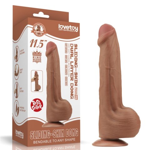 11.5'' King Sized Sliding Skin Dual Layer Dong Brown Lovetoy