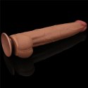 13.5'' King Sized Sliding Skin Dual Layer Dong Brown Lovetoy