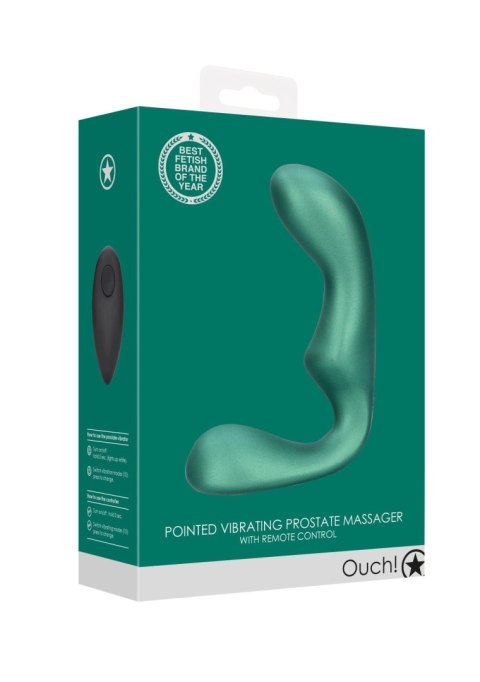 Wibrujący masażer prostaty Prostate Massager with Remote Control - Metallic Green Ouch!