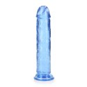 Żelowe niebieskie dildo z przyssawką waginalne i analne 22 cm RealRock