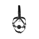 Head Harness with Breathable Ball Gag and Nose Hooks - Black Ouch!