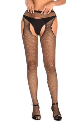 BLACK STRASS OPEN TIGHTS TU (Size: TU) Paris Hollywood