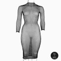 Long dress with fishnet structure and turtle neck. Le Désir