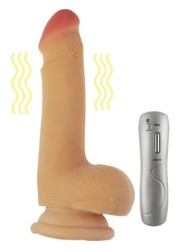 Dildo z mocnymi wibracjami pilot cyberskóra cielisty 18 cm Boss Series Real